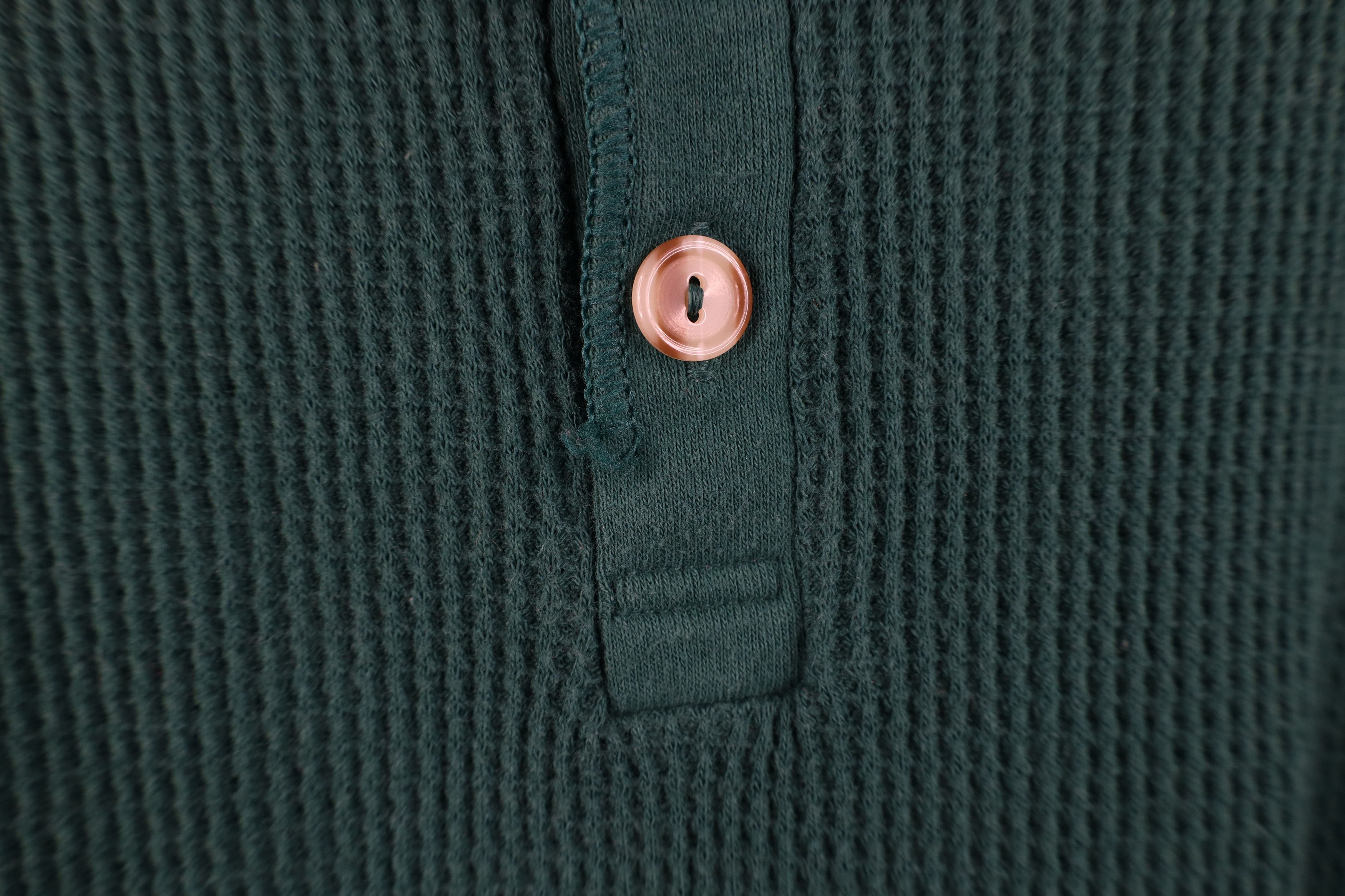 Vintage Vintage 90s Streetwear Waffle Knit Henley T-Shirt Green USA Size US XL / EU 56 / 4 - 4 Thumbnail