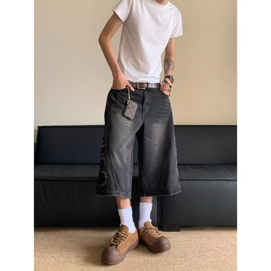 Japanese Brand × Jean American street retro washed denim shorts y2k Size US 32 / EU 48 - 1 Thumbnail