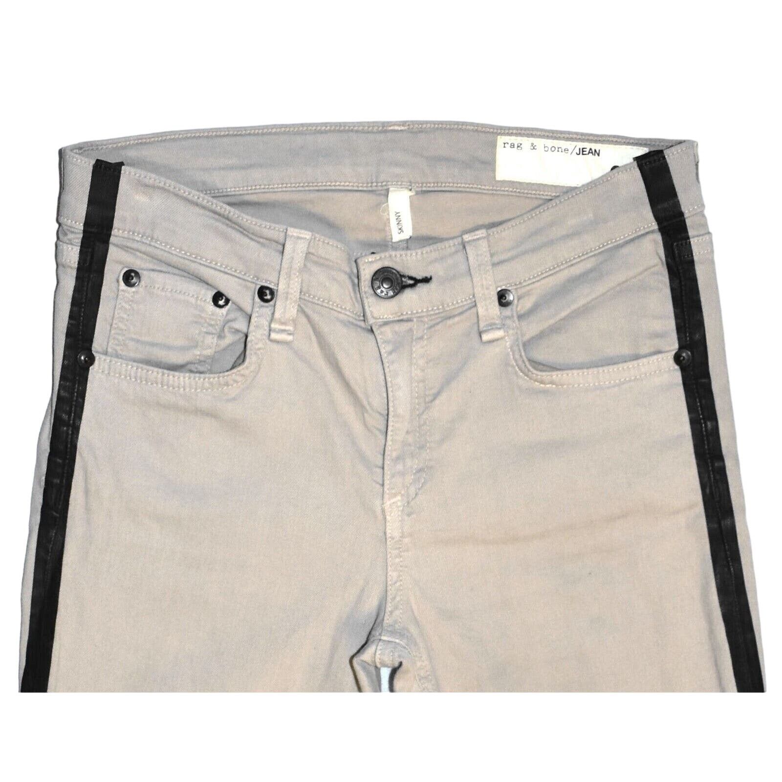 Rag & Bone RAG & BONE Beige W/Black Stripe Skinny Jeans Size 26 W28 Size 28" / US 6 / IT 42 - 2 Thumbnail