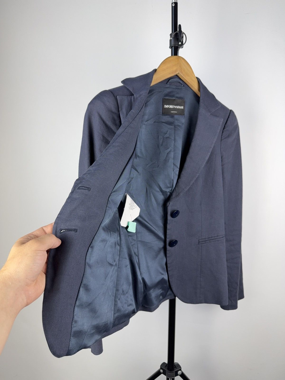 Emporio Armani Vintage Luxury 00s Emporio Armani Blue Blazer Retro 38 size Size S / US 4 / IT 40 - 9 Thumbnail
