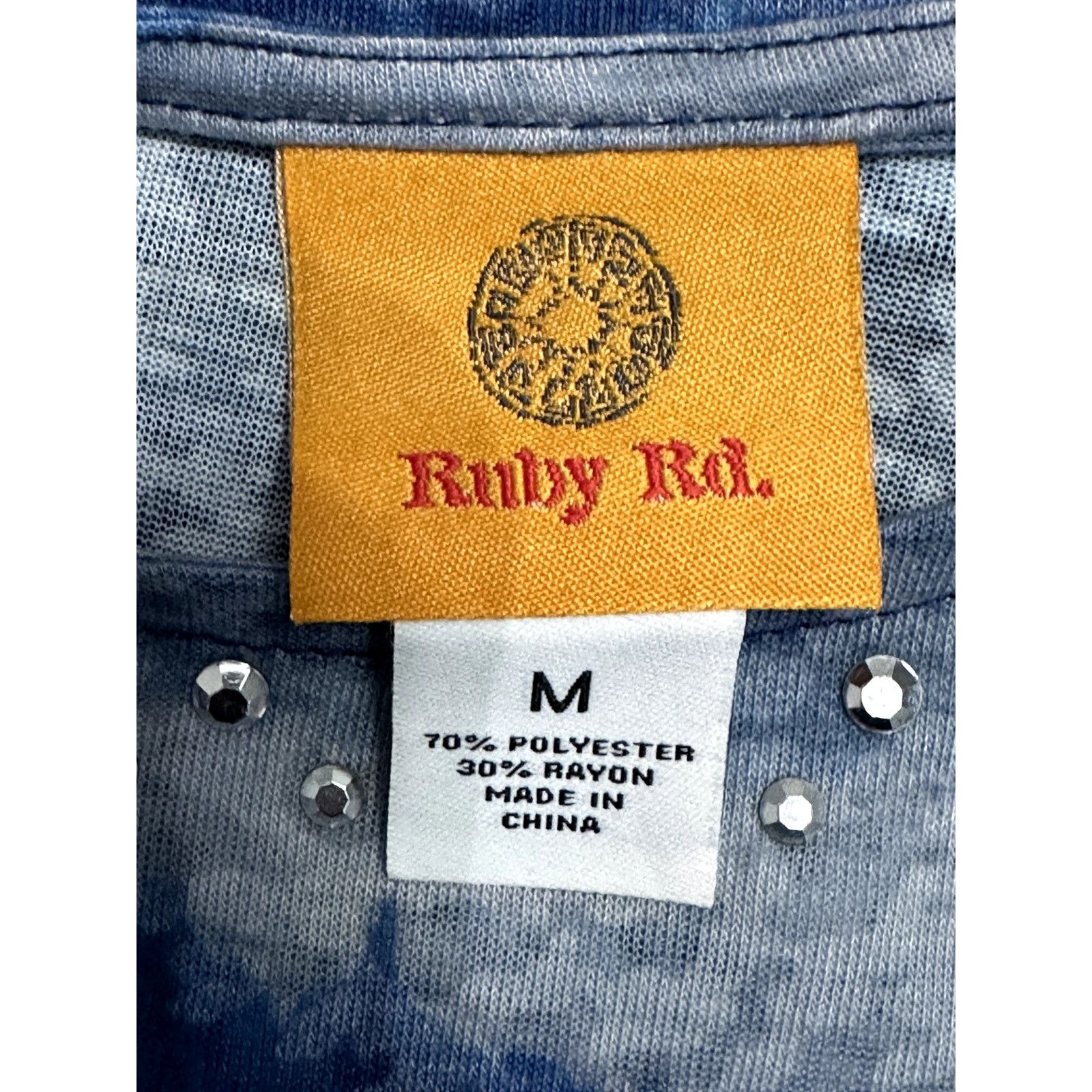 Other Ruby Rd. Blouse Embellished Watercolor Striped Blue W M NWT Size M / US 6-8 / IT 42-44 - 10 Thumbnail