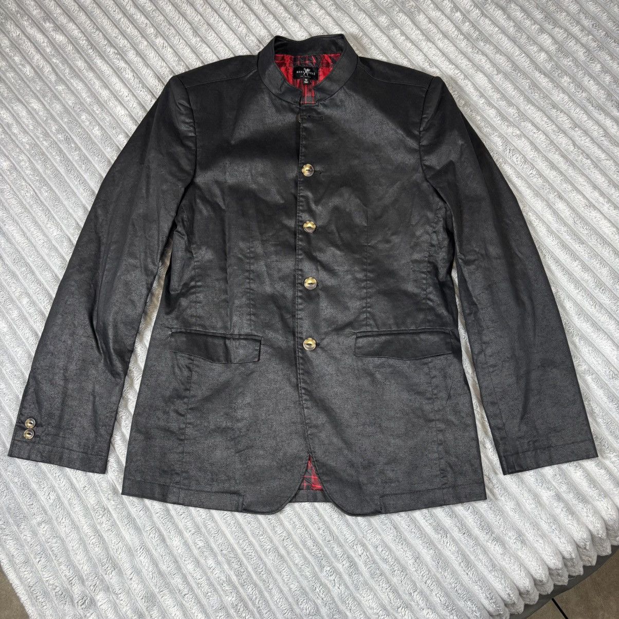 Marc Ecko Marc Eko Cut & Sew Medium Sheen Band Collar Blazer Jacket Size 38R - 1 Thumbnail