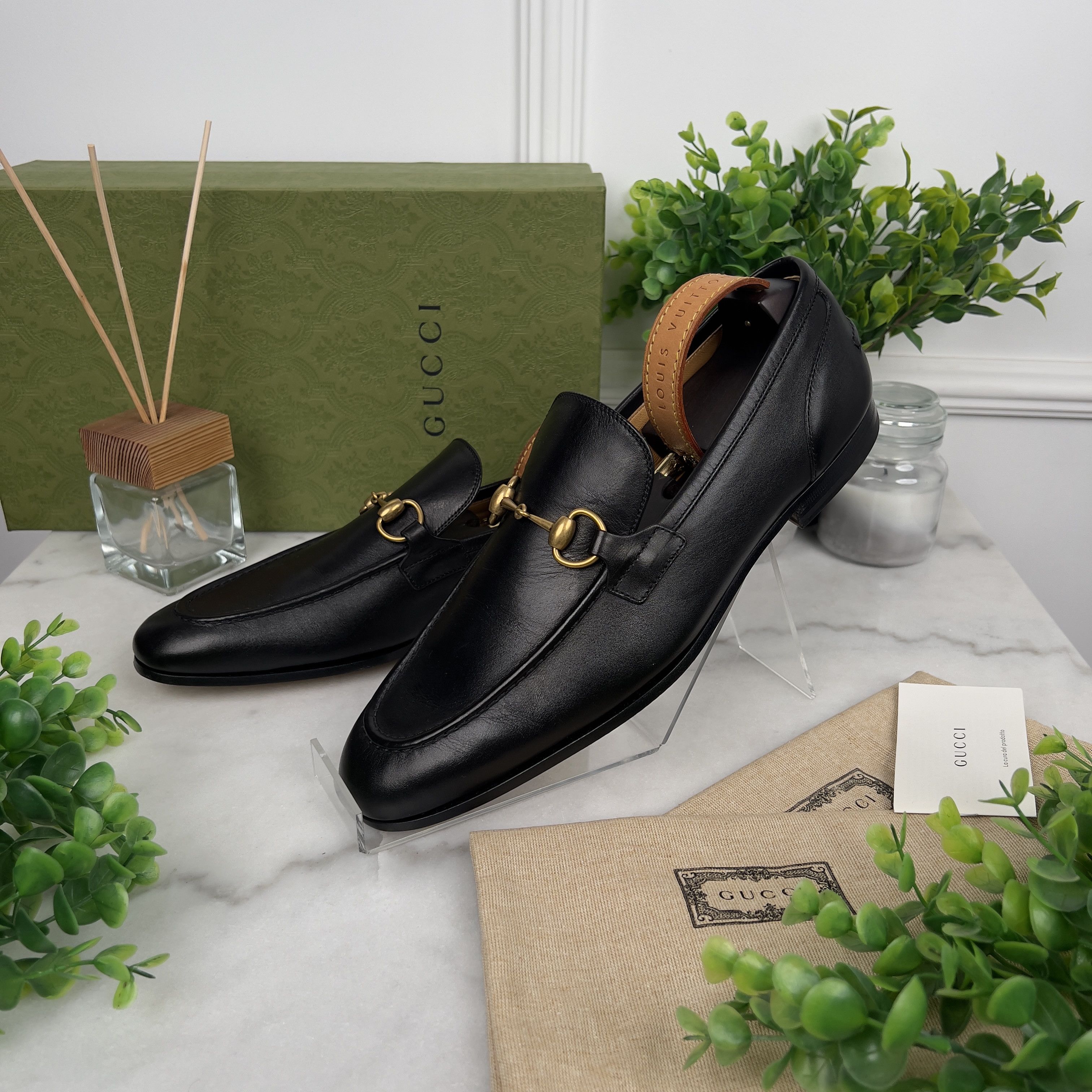 Gucci Bamboo Loafers Slip On Shoes Leather 8.5 Black Gucci Bamboo Men main image 3