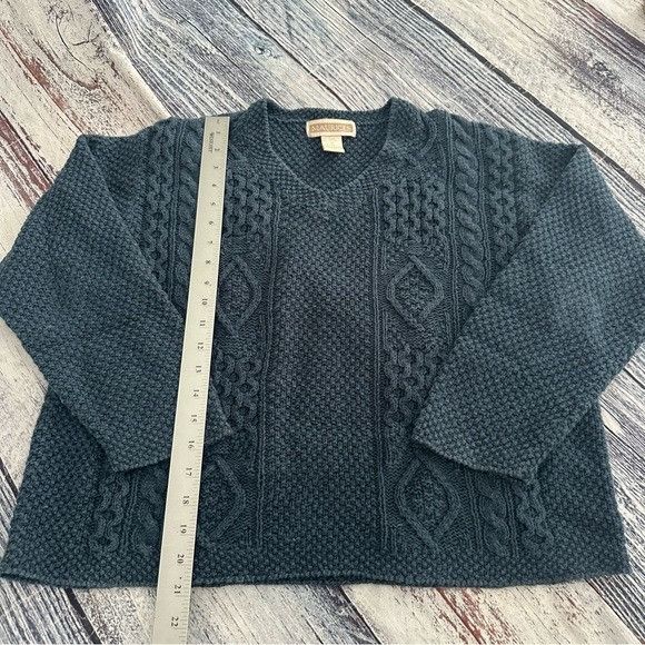 Other Vintage 90’s Maurices Teal V-Neck Cable Knit Sweater Size M / US 6-8 / IT 42-44 - 7 Thumbnail