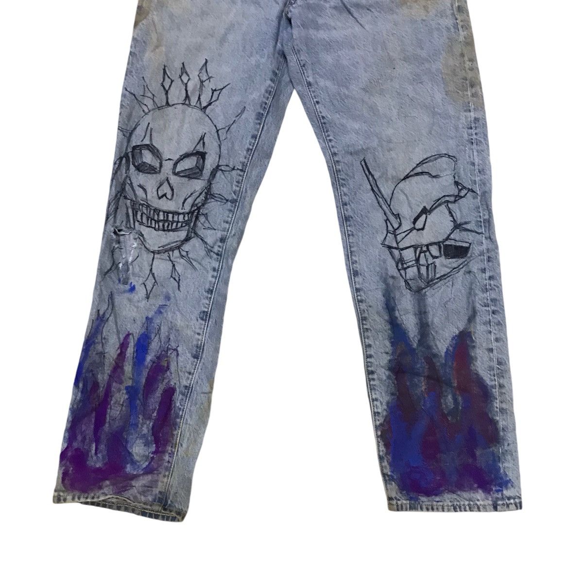 14th Addiction VINTAGE GU ART DISTRESSED DENIM PANTS Size US 30 / EU 46 - 3 Thumbnail