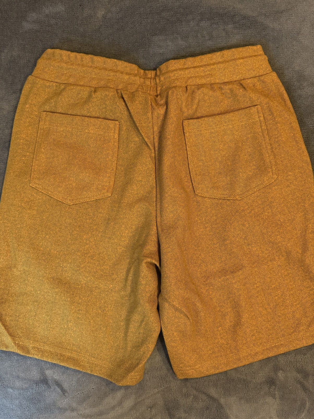Other J.COME Mustard Yellow Herringbone Drawstring Shorts LG Size US 34 / EU 50 - 2 Thumbnail