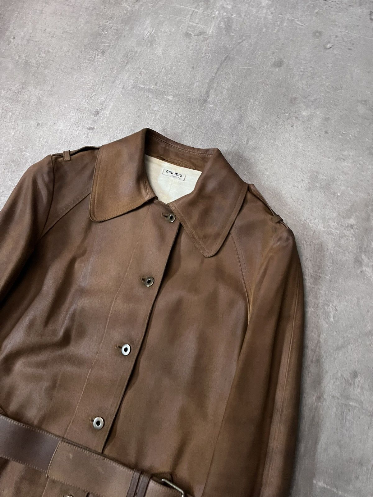 Miu Miu Miu Miu vintage sude leather brown trench coat rare Size L / US 10 / IT 46 - 4 Thumbnail