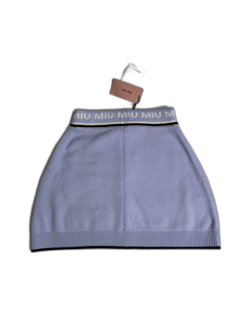 Miu Miu MiuMiu Blue Logo Knit Sheep Wool Skirt Size US 38 / EU 54 - 1 Thumbnail