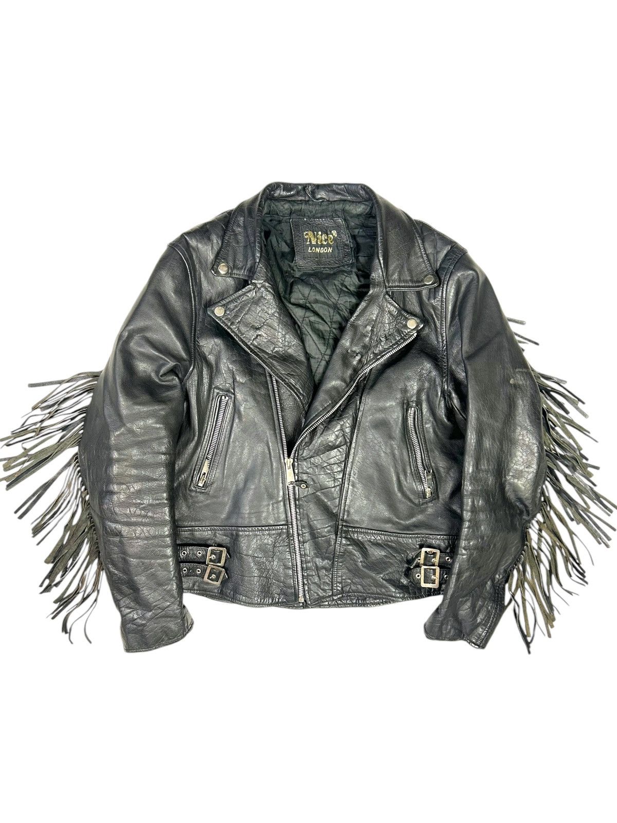 Levi's × Vintage Vintage Black Biker leather jacket with fringe Size US L / EU 52-54 / 3 - 1 Thumbnail