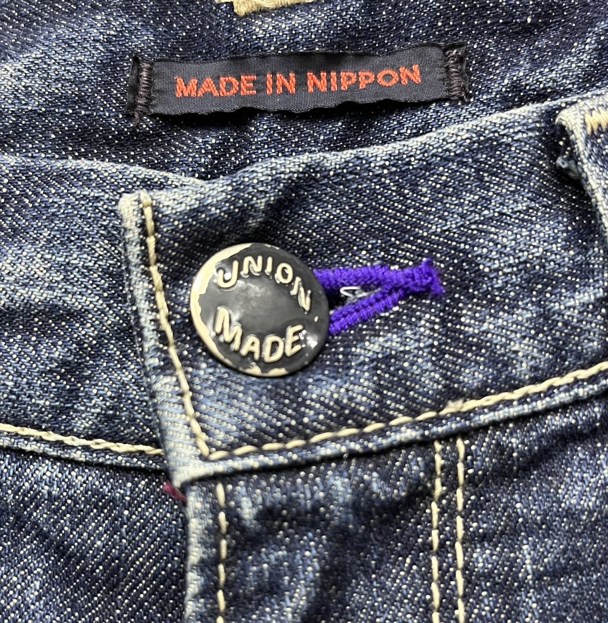 Japan Blue 🇯🇵MADE IN NIPPON!BLAST Clawmark Whisker Vtg Punk Flare🤘🏼 Size US 30 / EU 46 - 11 Thumbnail