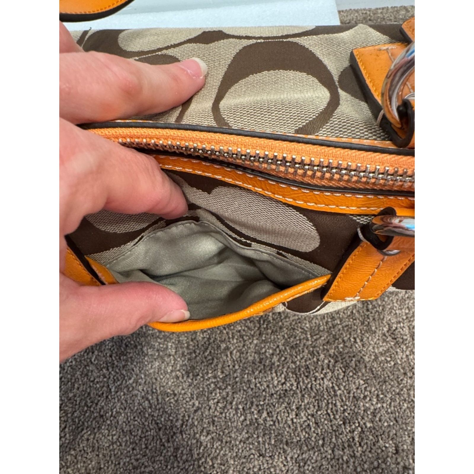 Coach 🍊 PRISTINE NWOT Coach Signature Stripe Satchel — Orange Size ONE SIZE - 7 Thumbnail