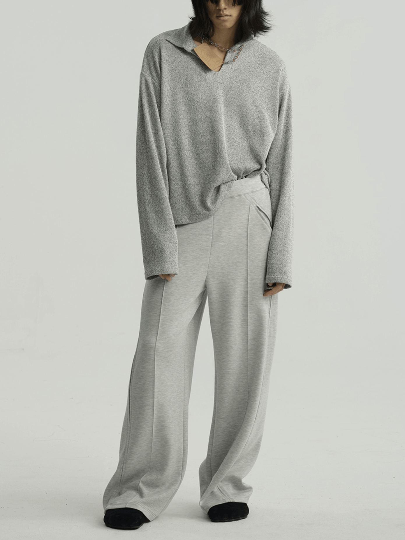 Japanese Brand Baggy Korean Pleated Sweatpants – Heavyweight Trousers Size US 31 - 1 Thumbnail