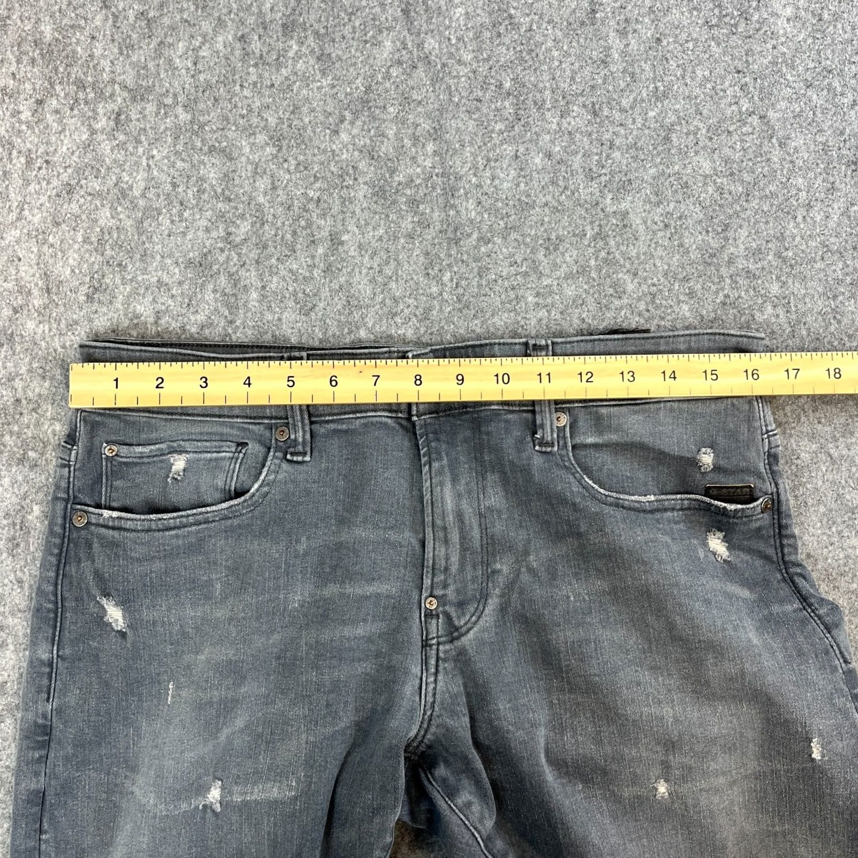 G-Star G Star Mens Jeans Slim Skinny 36 34 Grey Distressed Stretch Revend Denim 5-Pocket Design Slim Mens Jeans Grey Revend 3301 Size US 36 / EU 52 - 6 Thumbnail