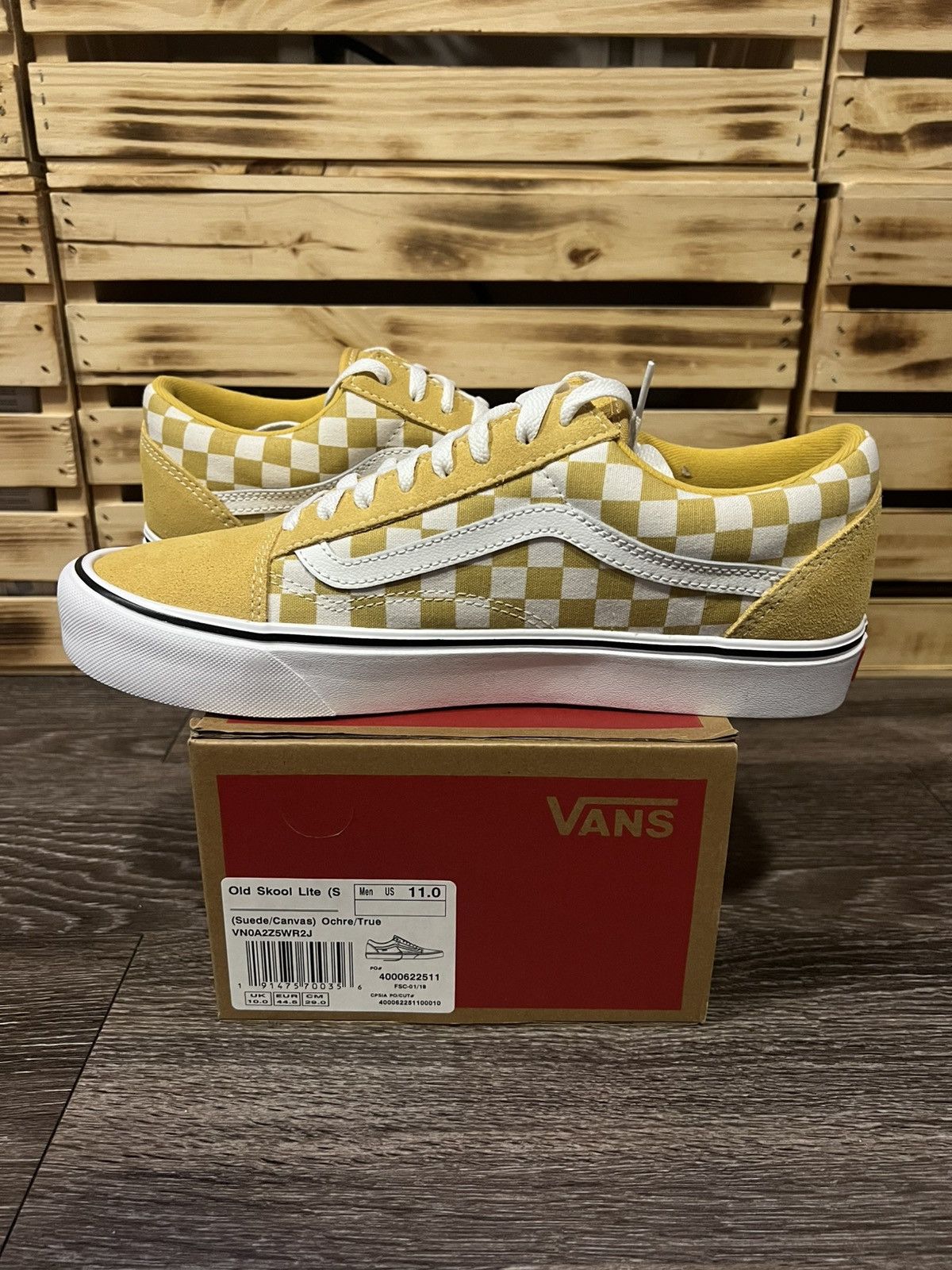Vans Vans Old Skool Lite “Off The Wall” Ochre Yellow Checkerboard Size US 11 / EU 44 - 5 Thumbnail