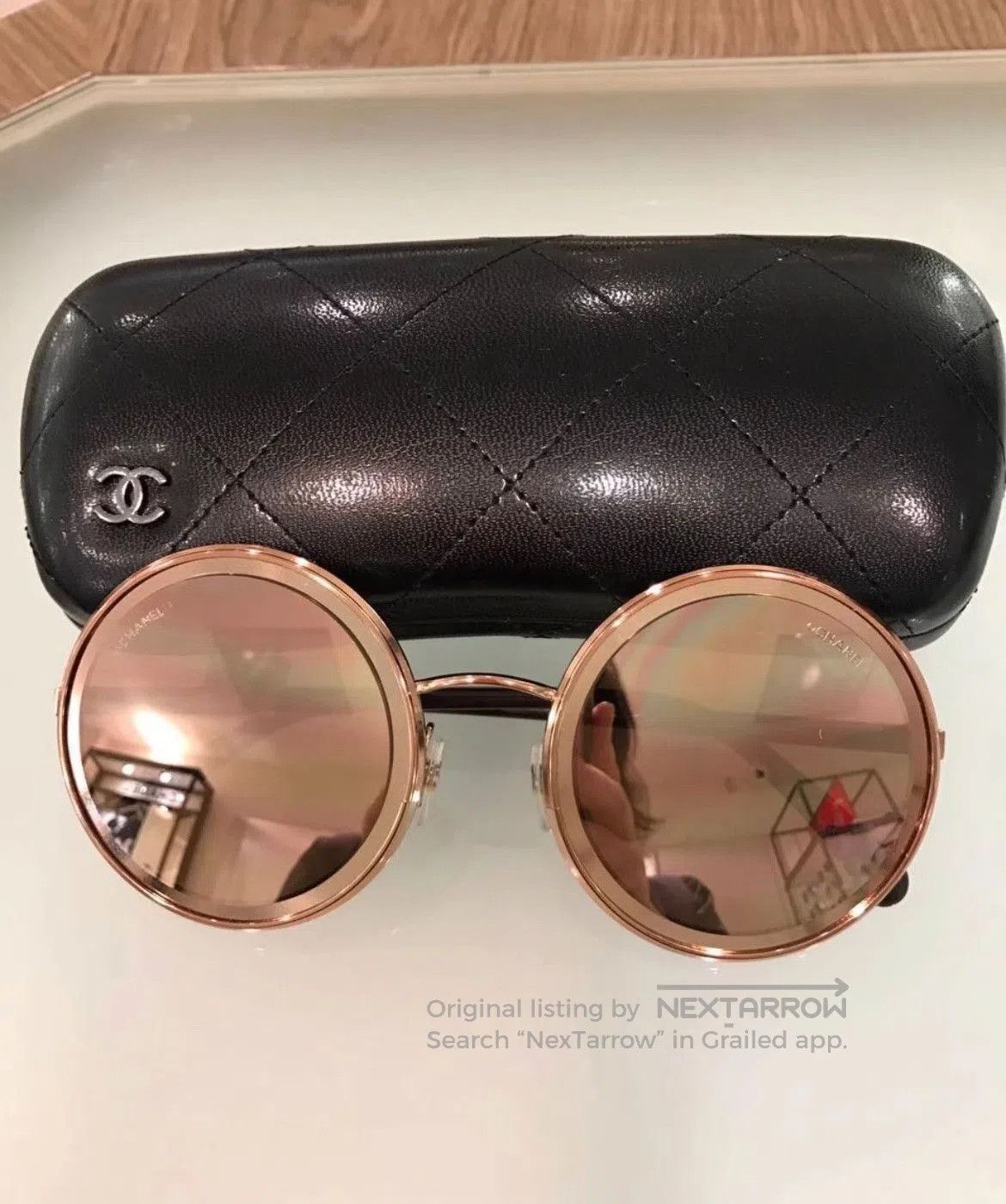 Chanel Chanel Rose Gold Round Sunglasses. Size ONE SIZE - 1 Thumbnail