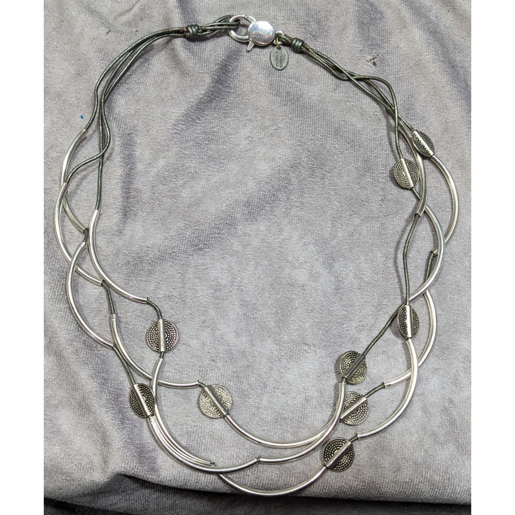 Other Lizzy James Abstract Disc And Curved Bar Silver Tone Metal A Size ONE SIZE - 6 Thumbnail