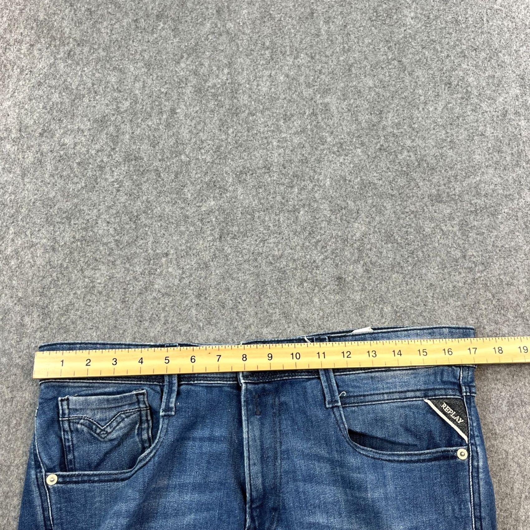 Replay Replay Anbass Jeans Slim Tapered 34 32 Mid Blue Whiskers Stretch Denim Cotton Elastan Mens Regular Size 34 Size US 34 / EU 50 - 6 Thumbnail