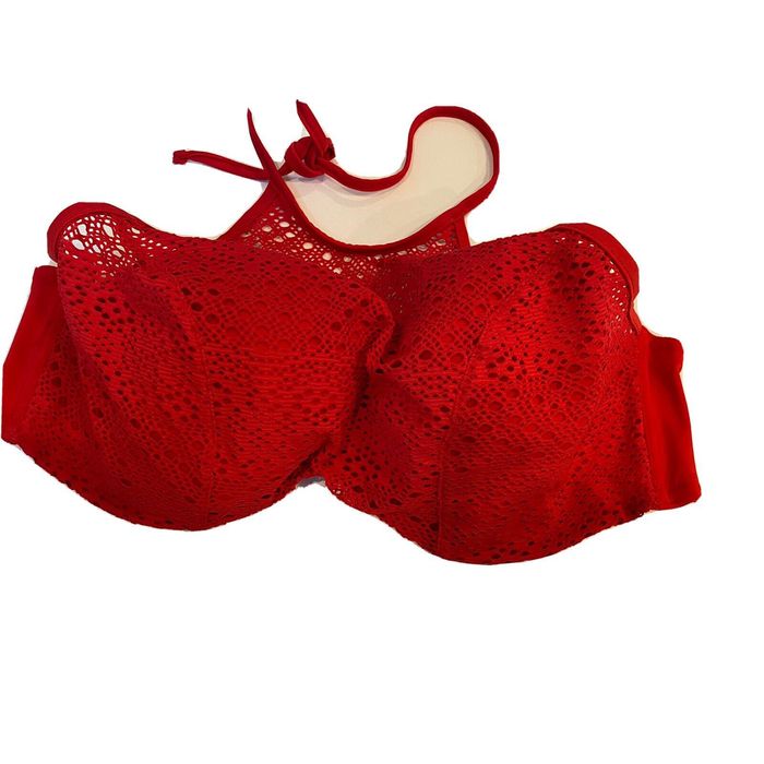 Vintage NWT Elomi Crochet Bikini Bathing Suit Swim Top High Neck Halter