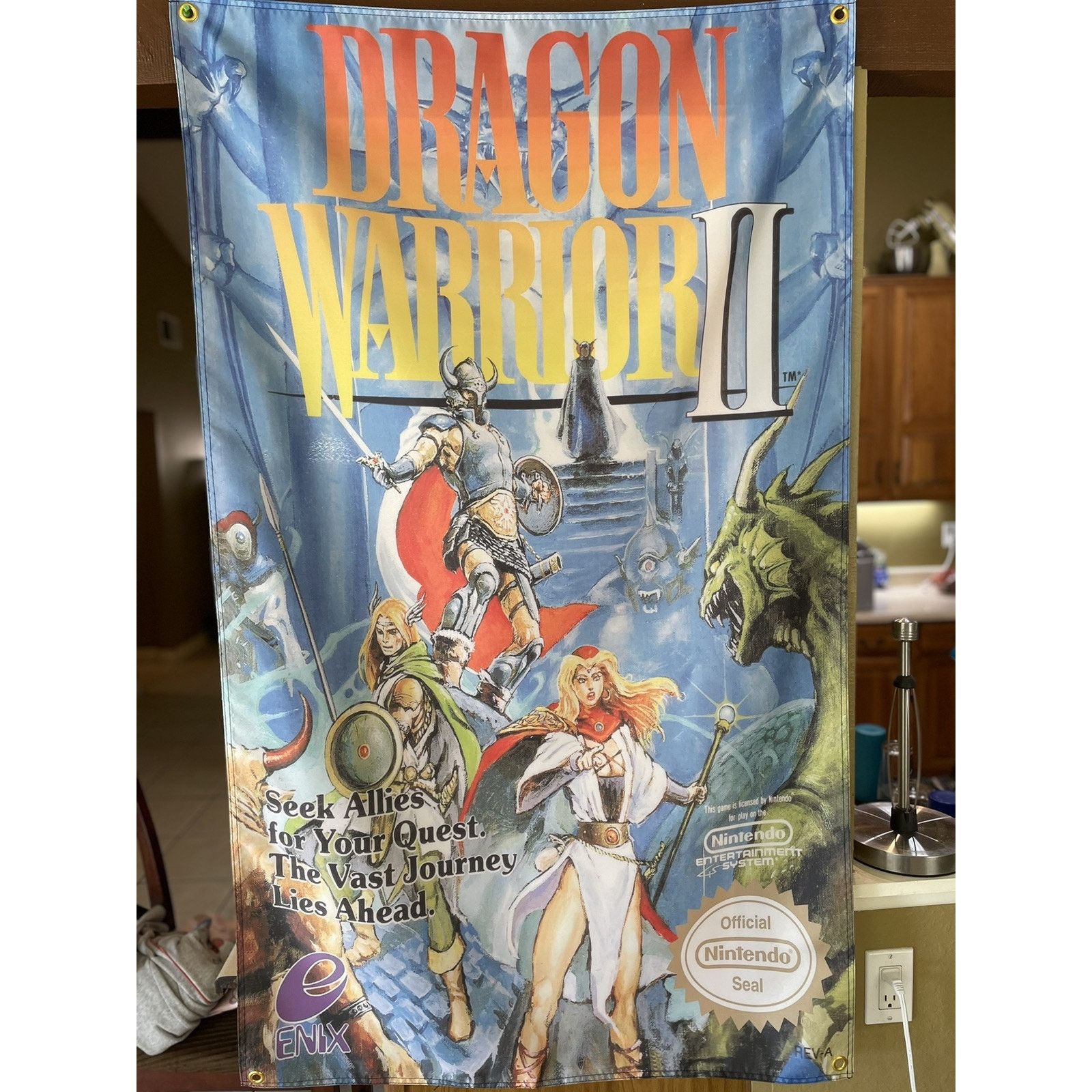Nintendo Dragon Warrior II 5ft NES Box Art Flag 1987 Enix Nintendo Size ONE SIZE - 1 Thumbnail