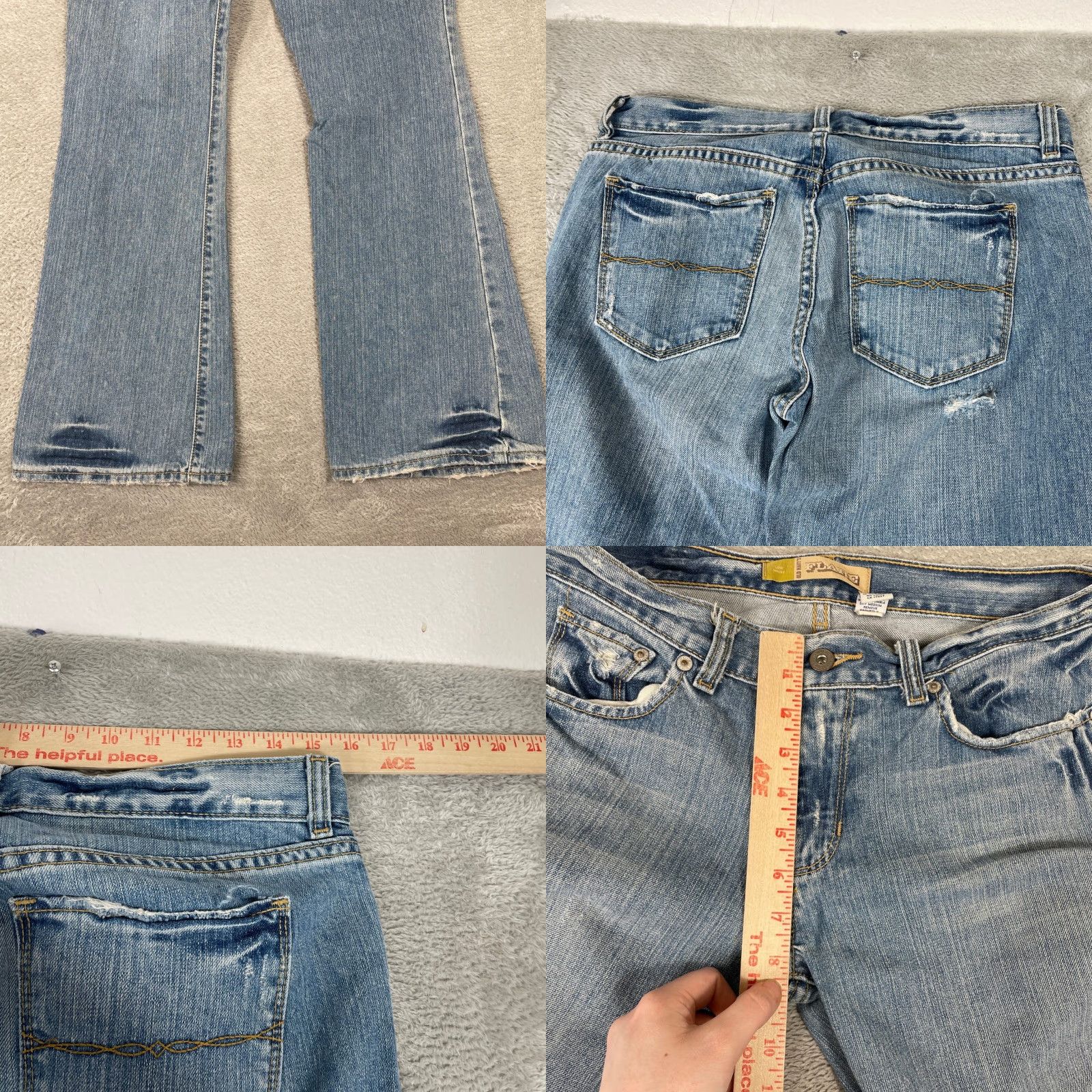 Old Navy Old Navy Jeans Womens 6 Regular Blue Distressed Denim 100% Cotton Flare Low Rise 31in Inseam Size 28" / US 6 / IT 42 - 8 Thumbnail