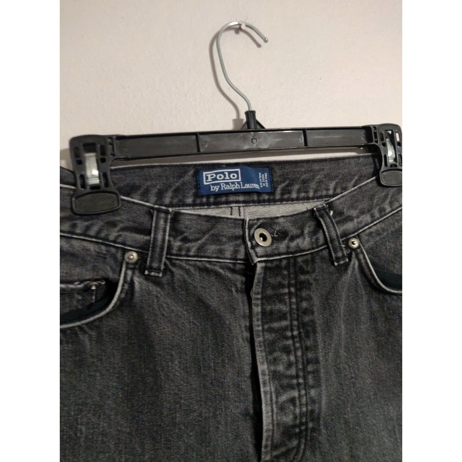 Polo Ralph Lauren VINTAGE Polo Ralph Lauren Button Fly Distressed Black Denim Jeans - Men's 33x32 Denim Jeans Size US S / EU 44-46 / 1 - 4 Thumbnail