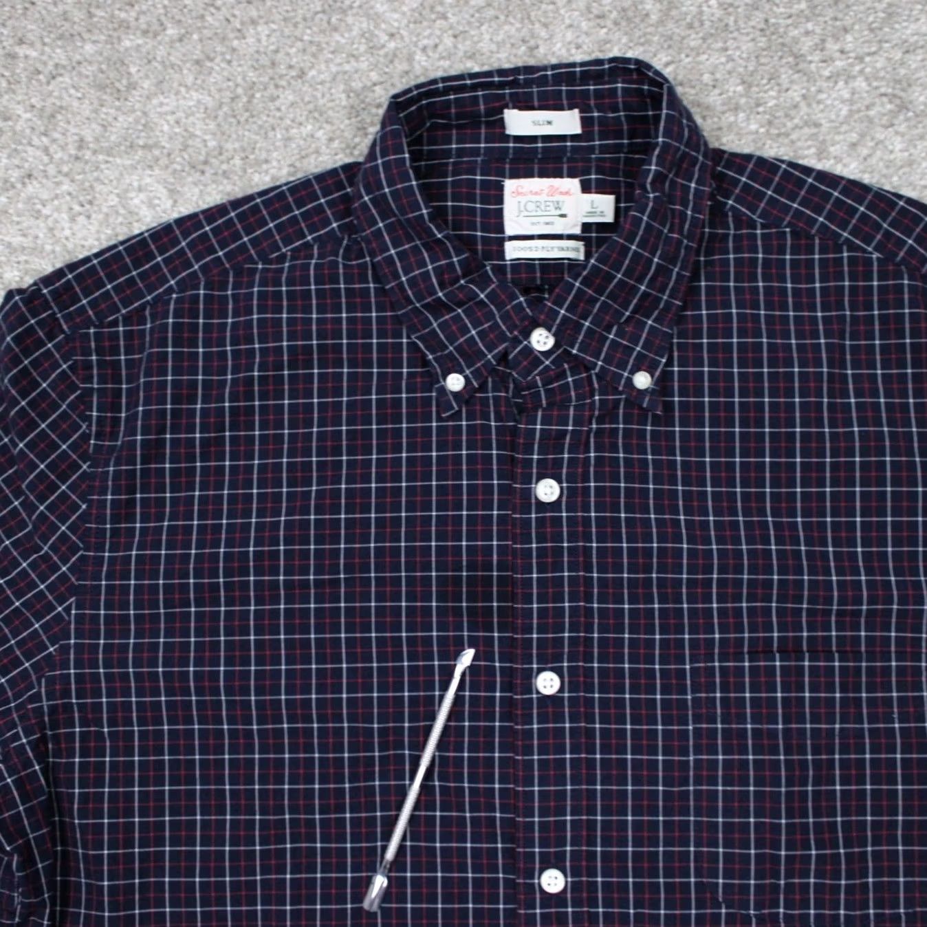 J.Crew J.CREW Button-Up Shirt Mens Large Slim Fit Plaid Blue Red White L/S 100% Cotton Classic Colorful Modern Size US L / EU 52-54 / 3 - 5 Thumbnail