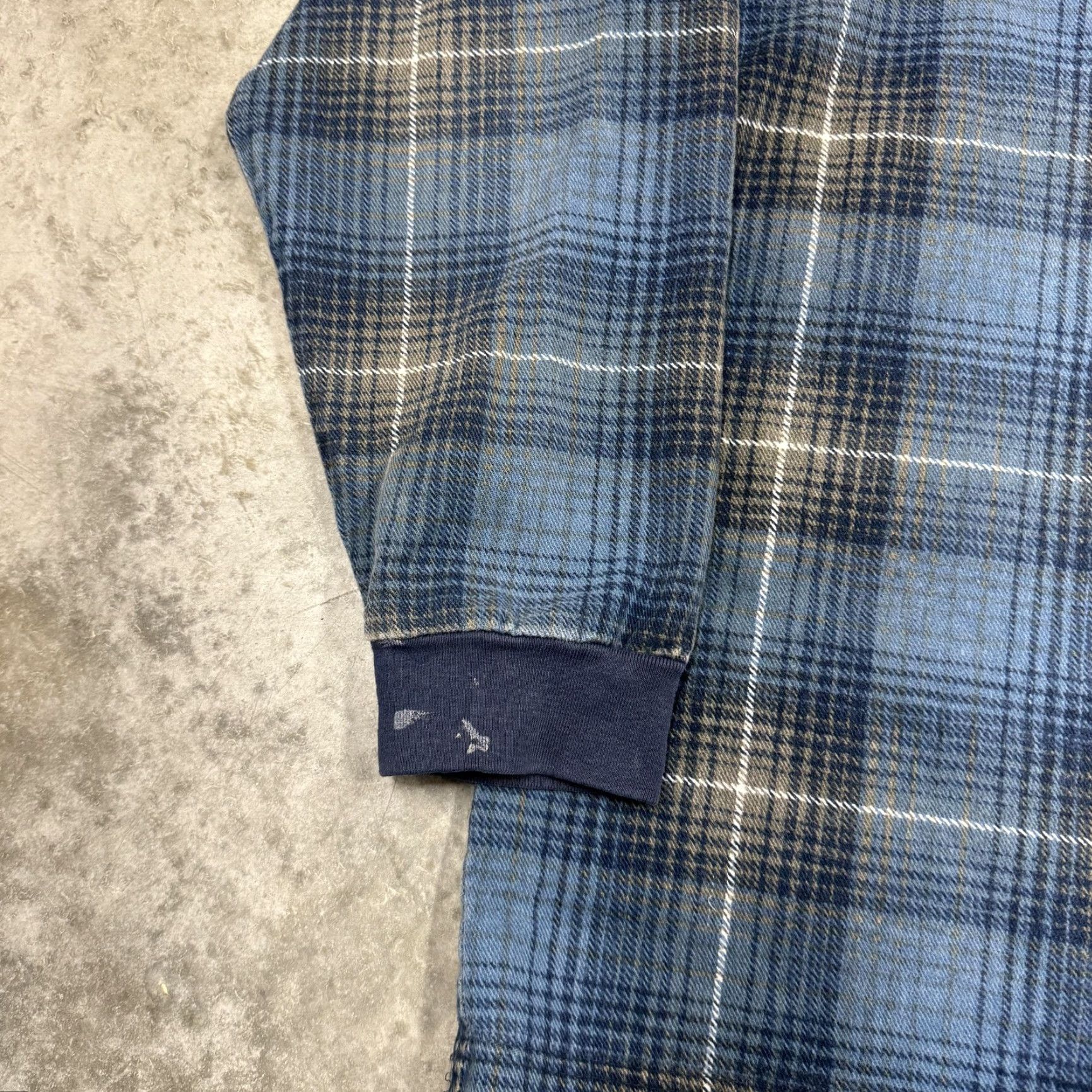 Denime VINTAGE Structure Sweatshirt Mens Large plaid pullover collared 100% Cotton USA Made Blue/Multi Size US L / EU 52-54 / 3 - 2 Thumbnail