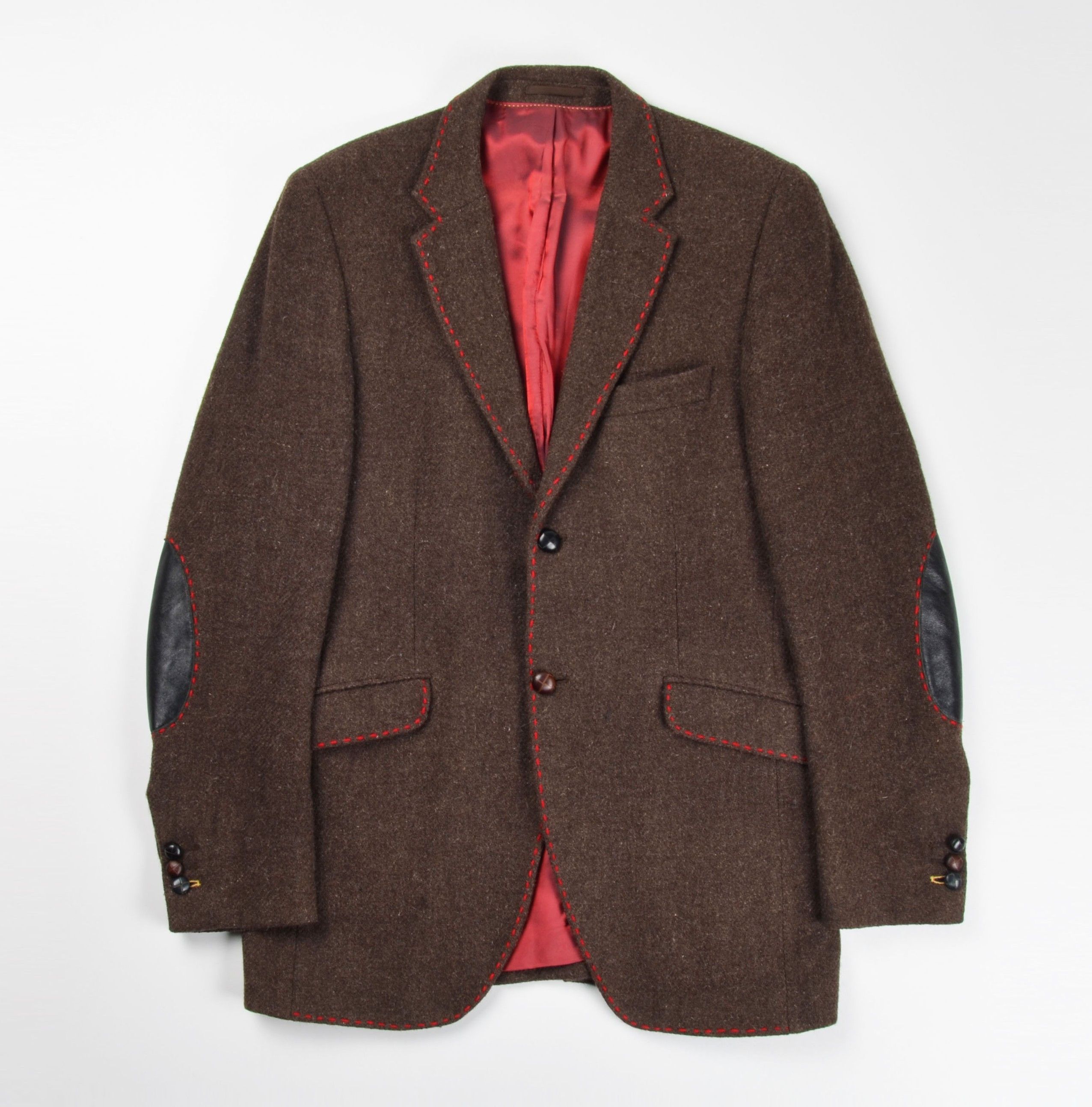 Holland Esquire Tweed Wool Leather Elbow Tailored Blazer