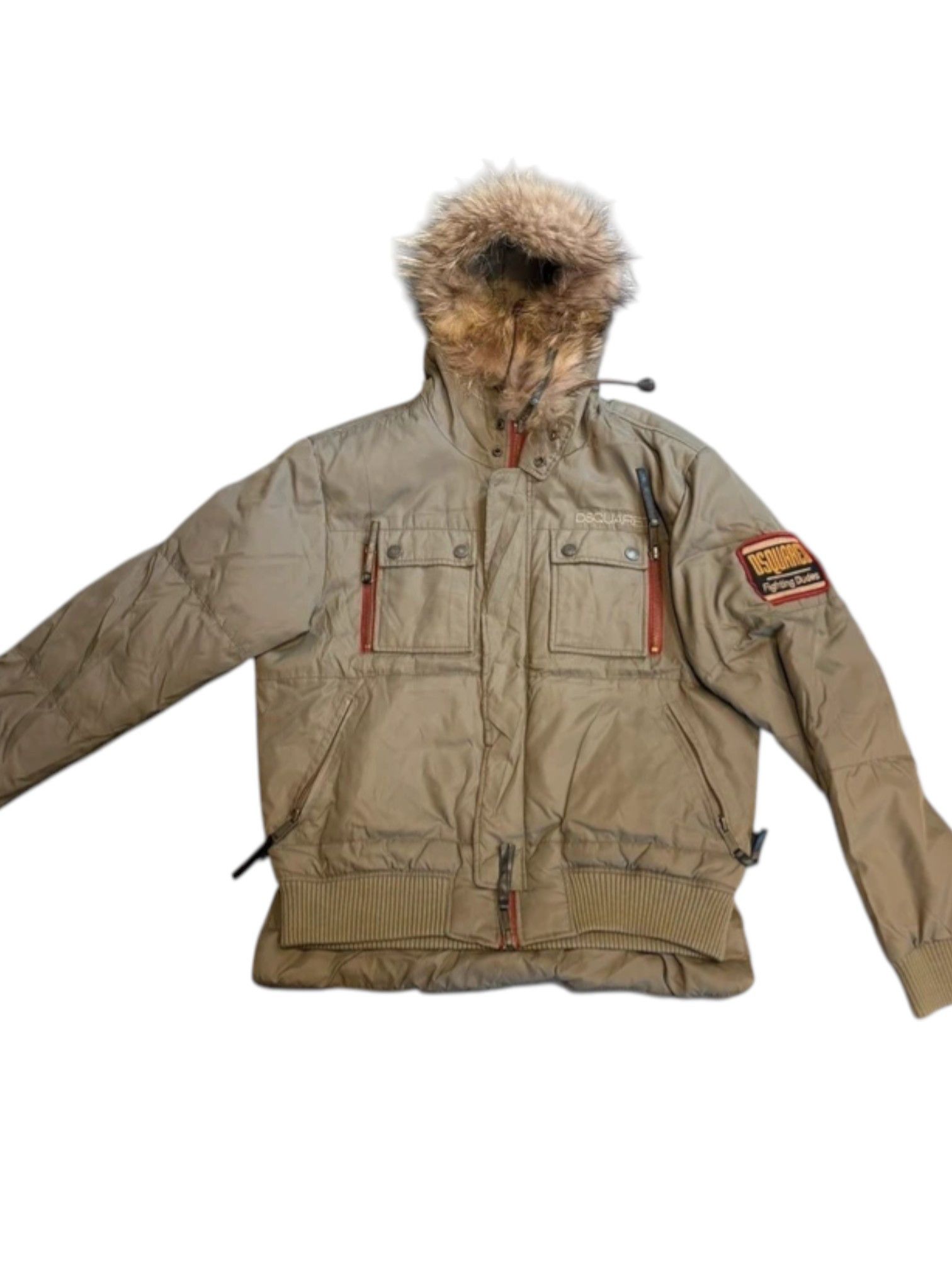 Dsquared2 DSQUARED² "Fighting Bros" Patch Bomber with Fur-Trimmed Hood Size US L / EU 52-54 / 3 - 4 Thumbnail