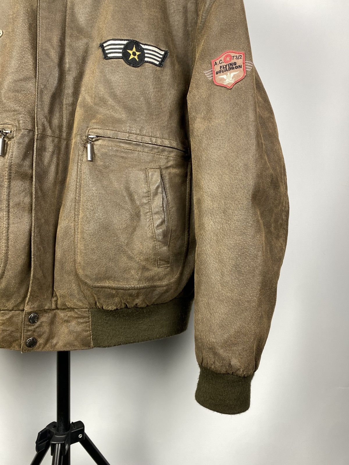 Vintage Vintage Leather Bomber Aviator Flight Jacket Schott Style Size US L / EU 52-54 / 3 - 6 Thumbnail