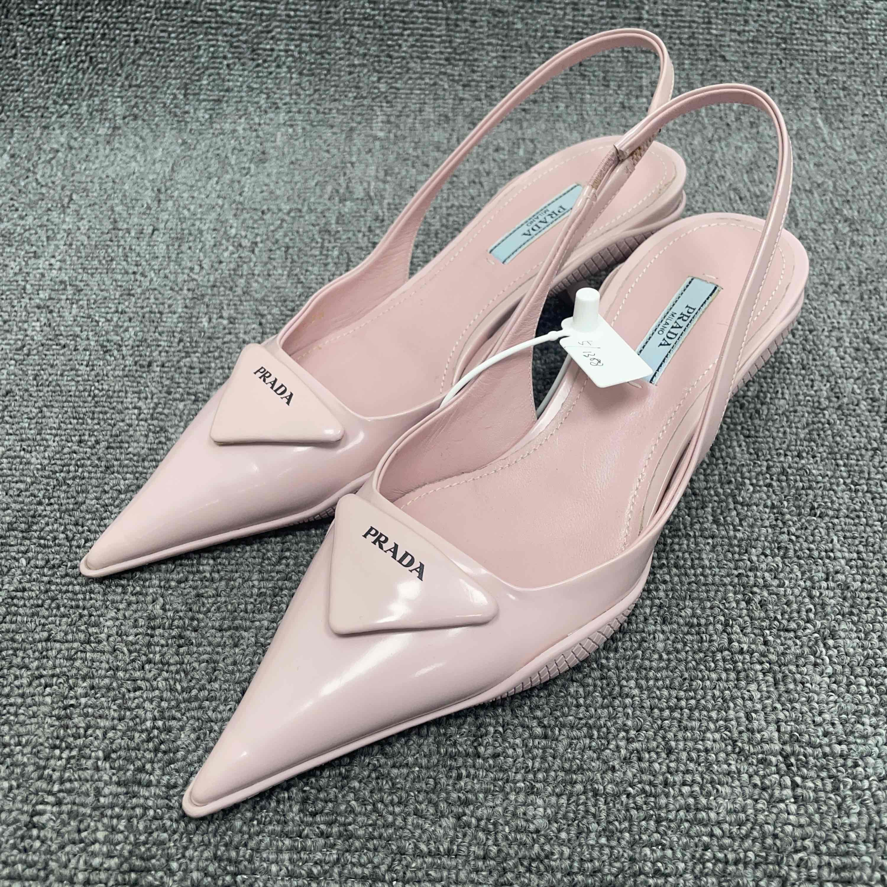 Prada Prada Pink Patent Logo Slingback Heels Size 36 Size US 6 / IT 36 - 1 Thumbnail