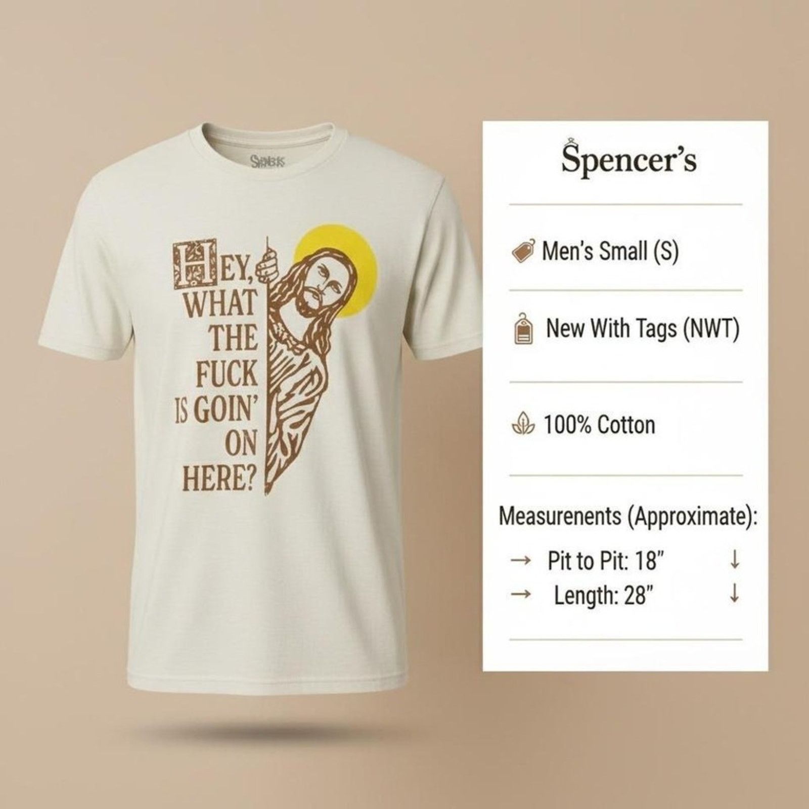 Other Spencers Jesus WTF Is Goin On Here Mens S Funny Graphic NWT Size US S / EU 44-46 / 1 - 2 Thumbnail