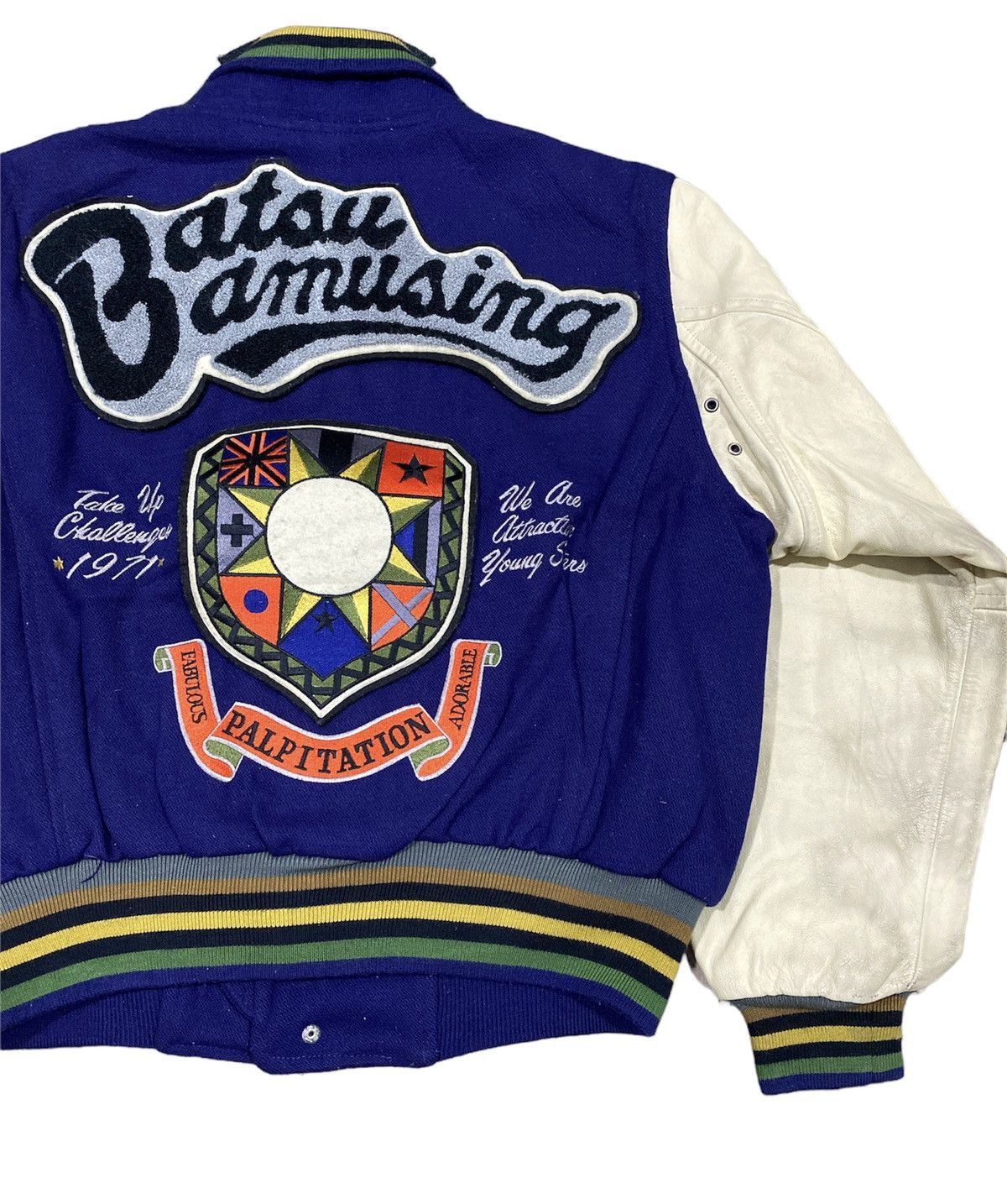 Japanese Brand 🔥ACCEPT BINDING🔥Vintage Batsu Varsity Jacket leather sleeve Size US M / EU 48-50 / 2 - 3 Thumbnail