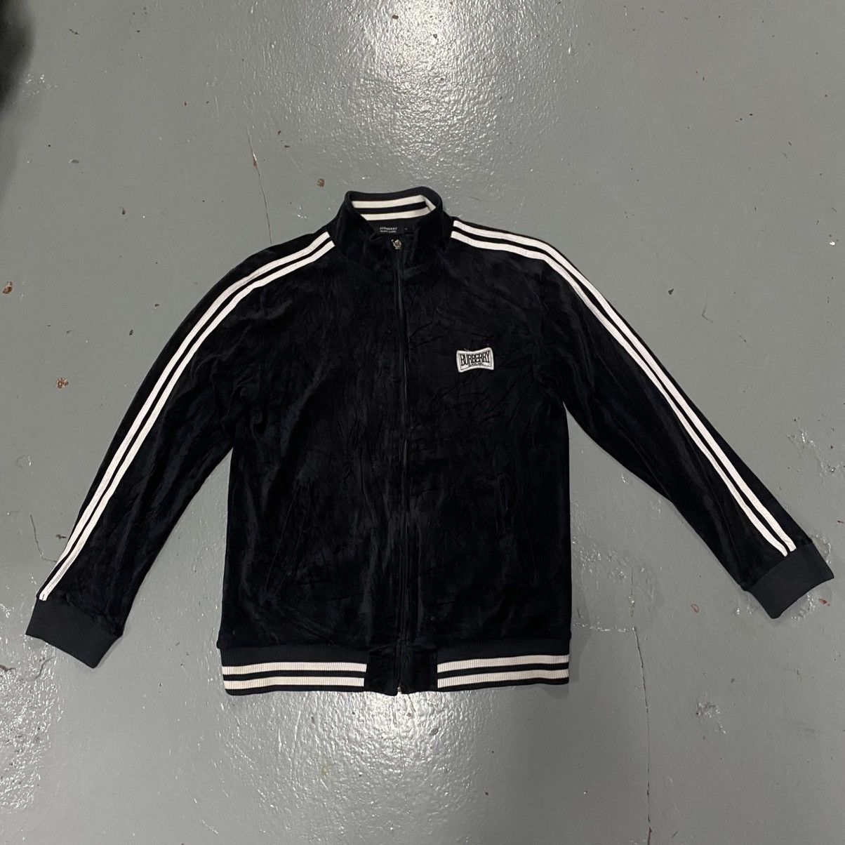 Burberry × Vintage Burberry Velvet Tracktop Jacket Sweater Vintage Hoodie Size US M / EU 48-50 / 2 - 2 Thumbnail