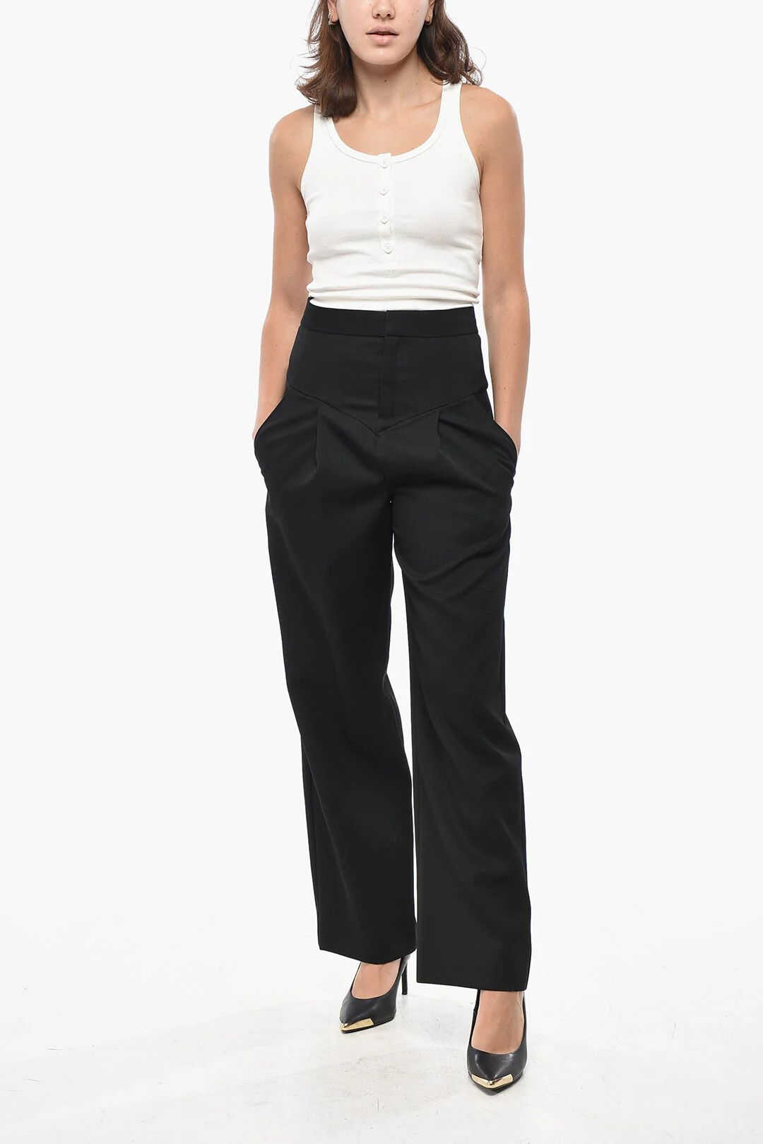 Isabel Marant og1mm0326 Cropped-Fit Pant in Black Size 28" / US 6 / IT 42 - 4 Thumbnail