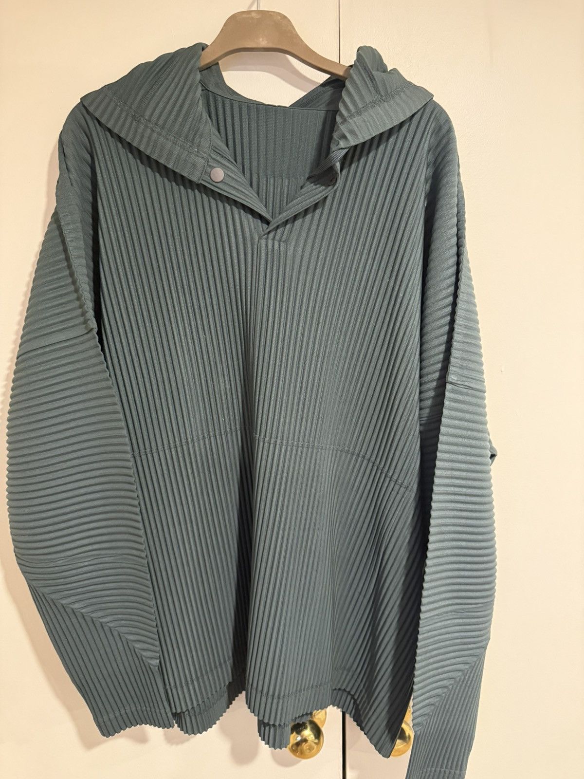 Homme Plisse Issey Miyake Issey Miyake Hommes Plisse Pleated Hoodie Green Size US XL / EU 56 / 4 - 1 Thumbnail