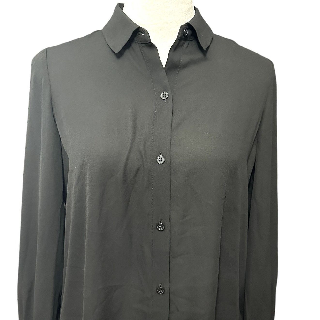Other Halogen Button Down Blouse Sheer Long Sleeve Black XS NWOT Size XS / US 0-2 / IT 36-38 - 2 Thumbnail