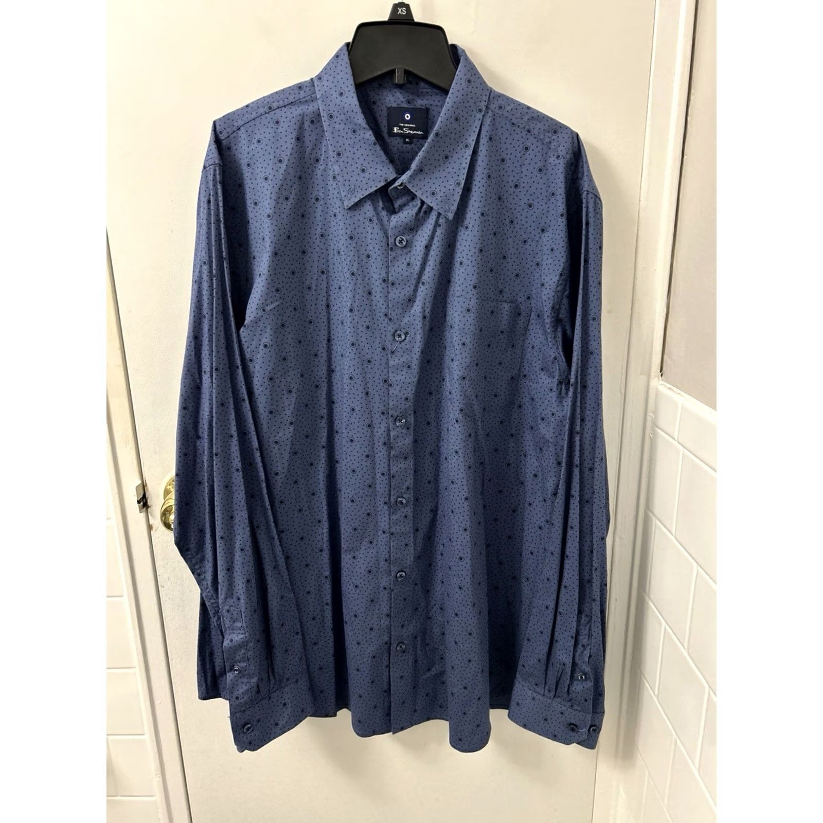 Ben Sherman Ben Sherman Shirt Mens XL Blue Polka Dot Button-Down Pocket Logo Long Sleeve Size US XL / EU 56 / 4 - 2 Thumbnail