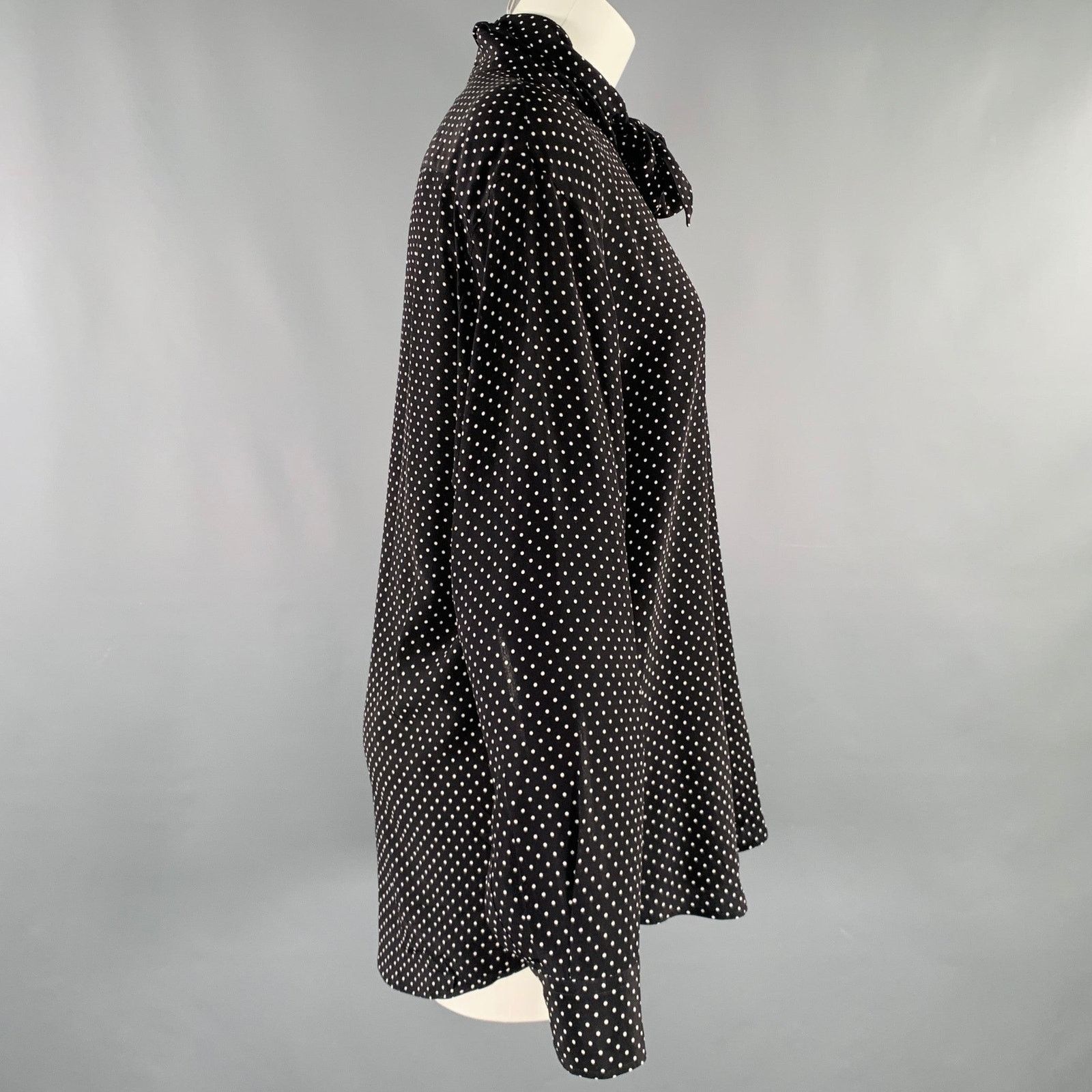Plan C PLAN C Size M Black White Silk Polka Dot Bow Shirt Size M / US 6-8 / IT 42-44 - 3 Thumbnail