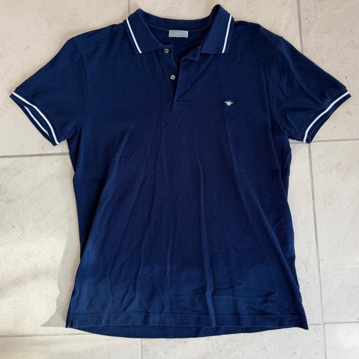 Dior Dior Men Navy Blue Short Sleeve Polo Shirt Bee Logo XXL Size US XXL / EU 58 / 5 - 1 Thumbnail