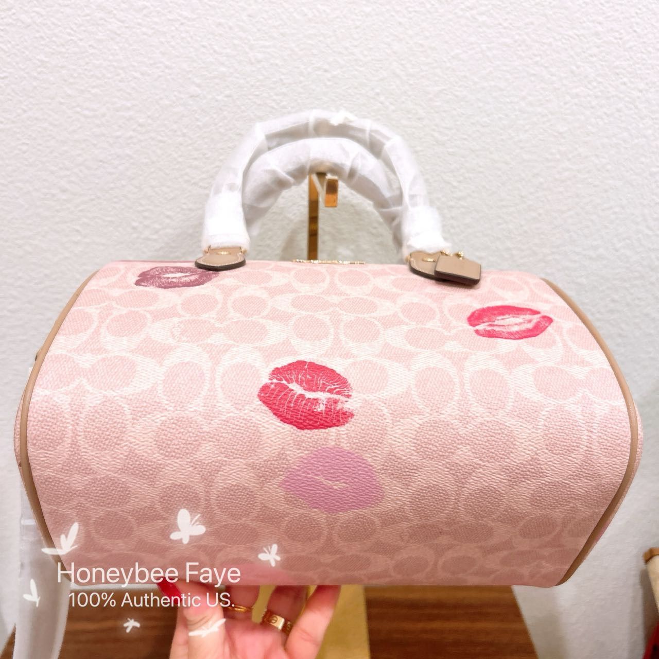 Coach Rowan Satchel Bag With Lips Print CZ934 sand multi color Size ONE SIZE - 3 Thumbnail