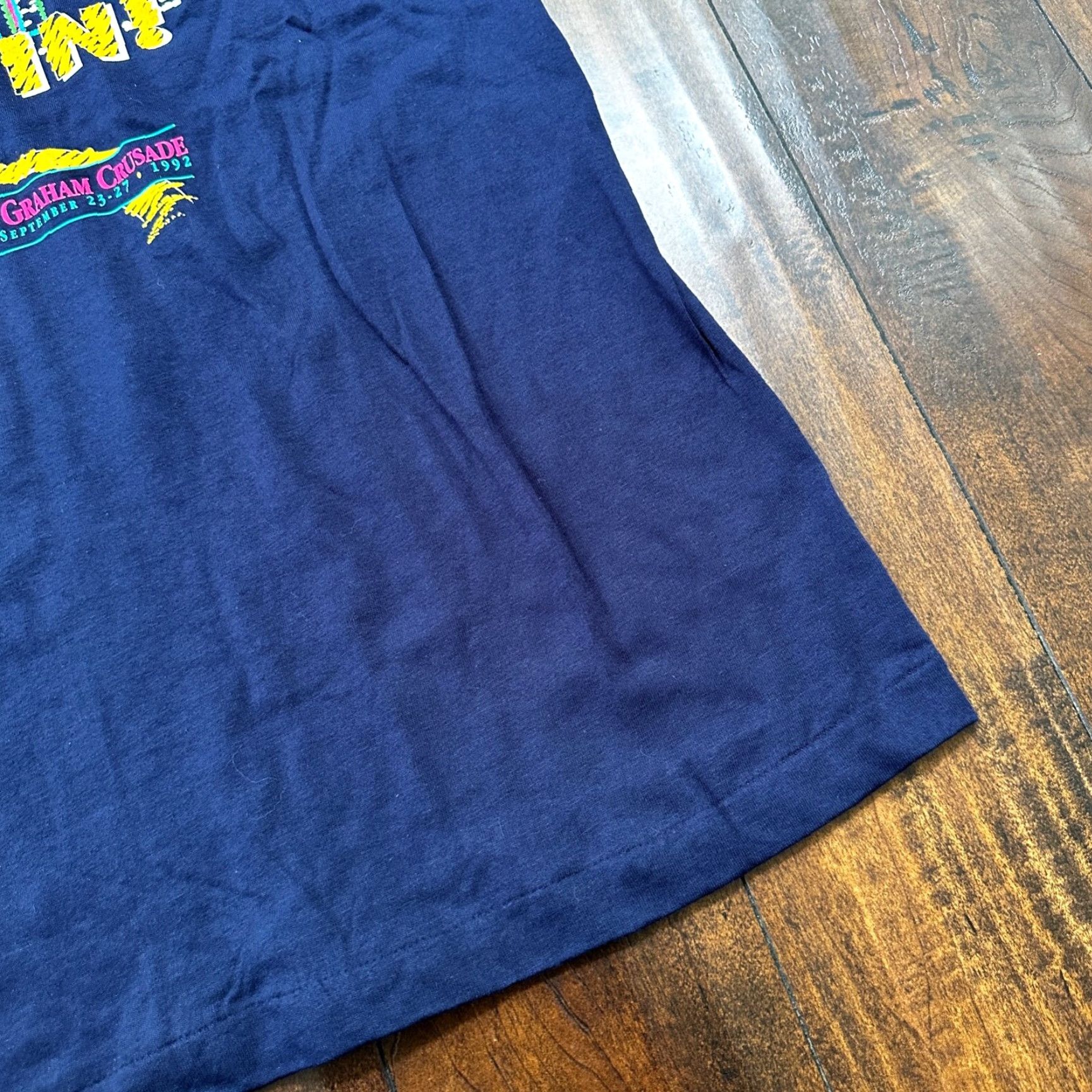 Fruit Of The Loom VINTAGE Fruit of the Loom T-Shirt Navy XL Men Crew Neck Short Sleeve 90s Plug In City PDX Oregon 1992 VTG Electricity Fun Running Difference Size US XL / EU 56 / 4 - 6 Thumbnail