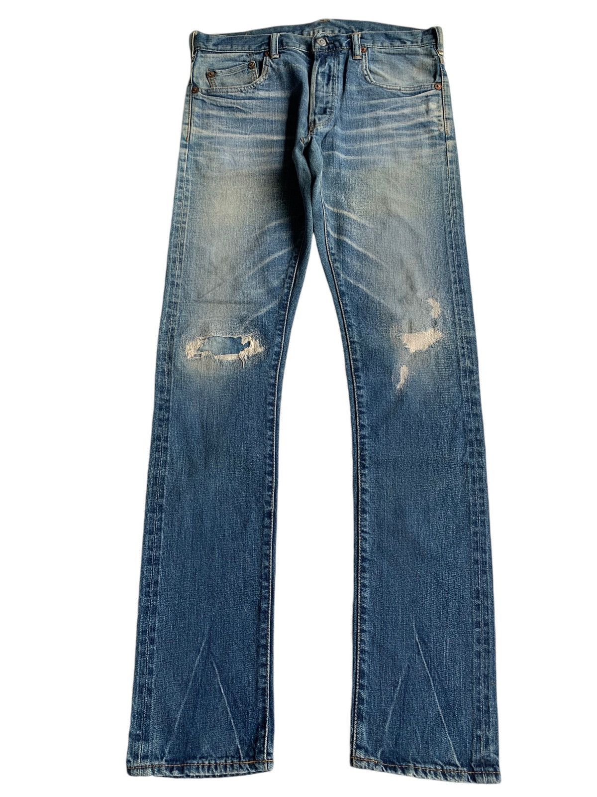 If Six Was Nine × Jean × Markaware MARKAWARE JAPANESE PUNK STYLE SELVEDGE DISTRESSED DENIM☠️☠️ Size US 30 / EU 46 - 2 Thumbnail