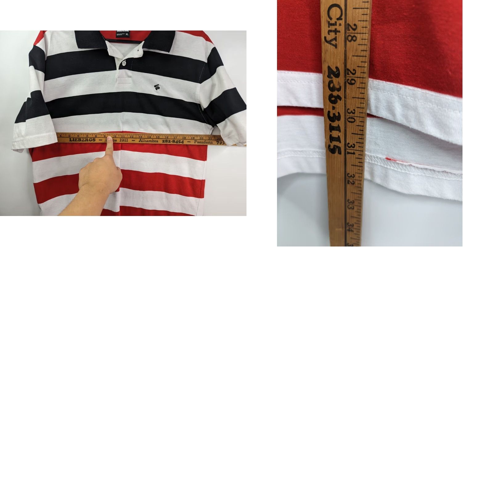 Southpole South Pole Mens Polo Shirt Striped Golf/Rugby - Red Black, XL, Cotton Blend, Button Collar, Short Sleeve, Classic Activewear Size US XL / EU 56 / 4 - 8 Thumbnail