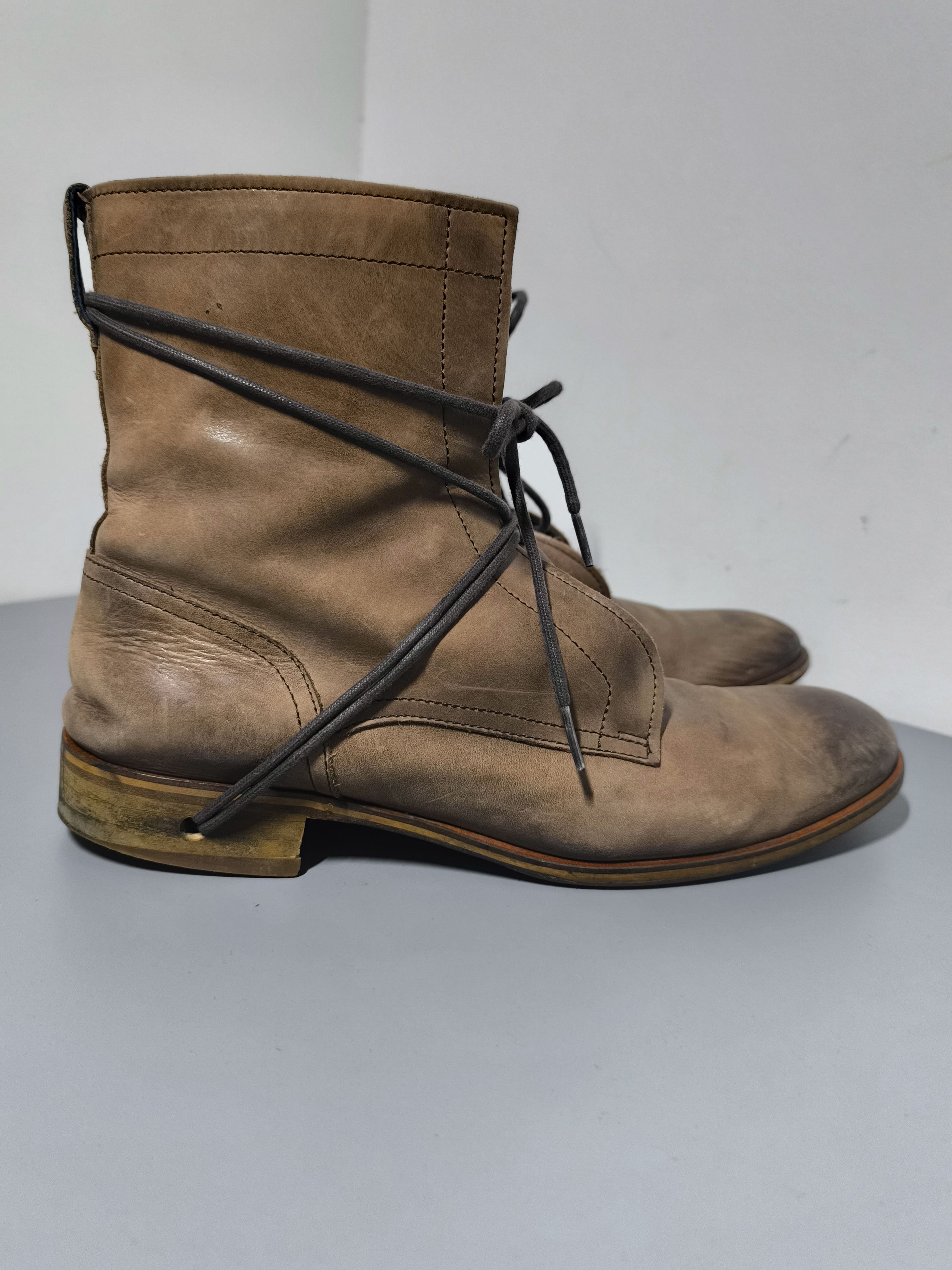 Archival Clothing x Dirk Bikkembergs Katharine Hamnett London Heel Shoes Lace Boots Dirk Inspired in Brown (Size 9)