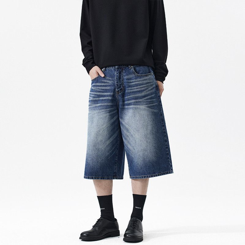 Japanese Brand Men's Vintage-Style Distressed Washed Casual Denim Shorts Size US 32 / EU 48 - 2 Thumbnail