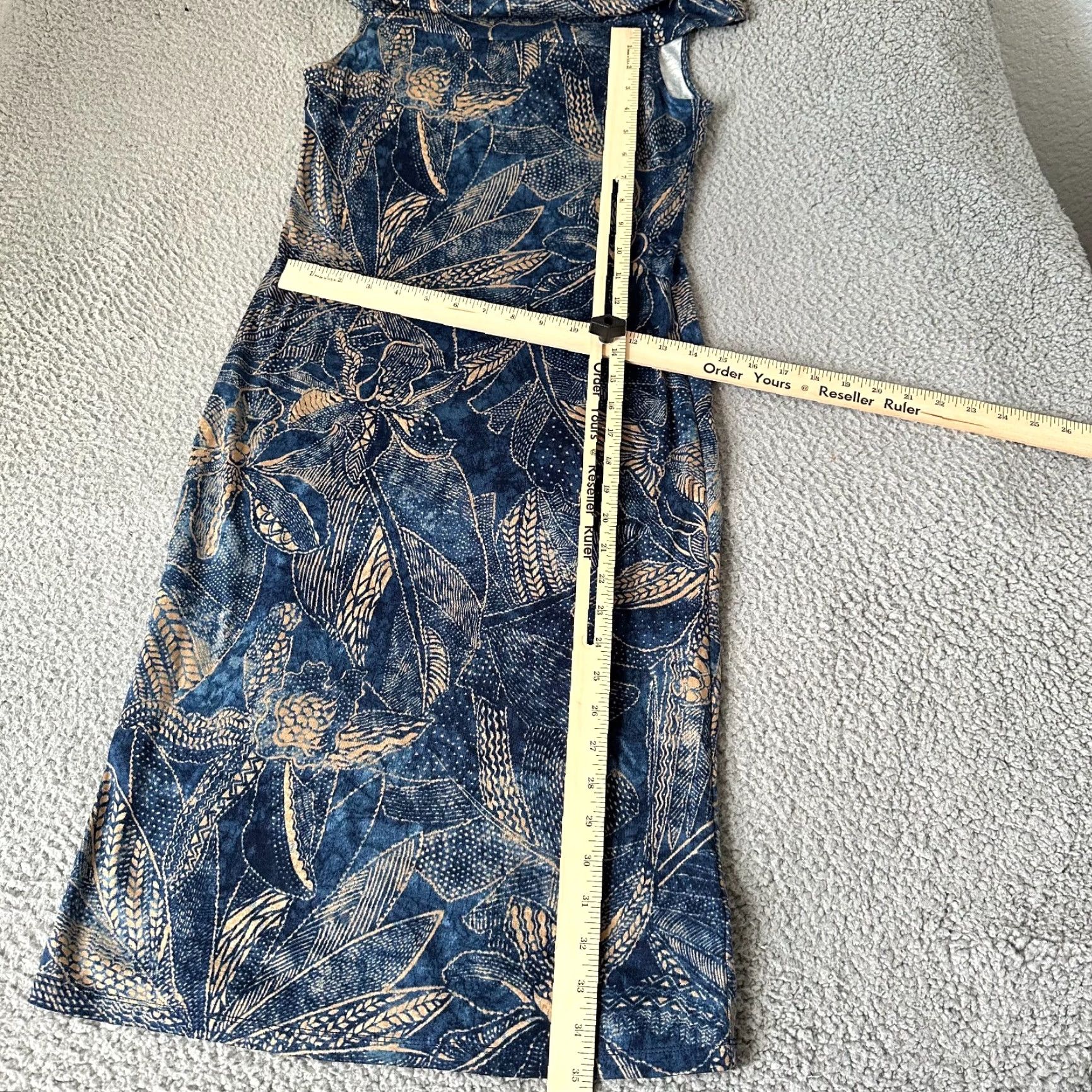 Ralph Lauren Ralph Lauren Dress Womens S Blue Floral Tribal Stretch Cotton Jersey Cowl Neck A-Line Long Sleeveless 70s 80s 90s Womens Size S / US 4 / IT 40 - 6 Thumbnail