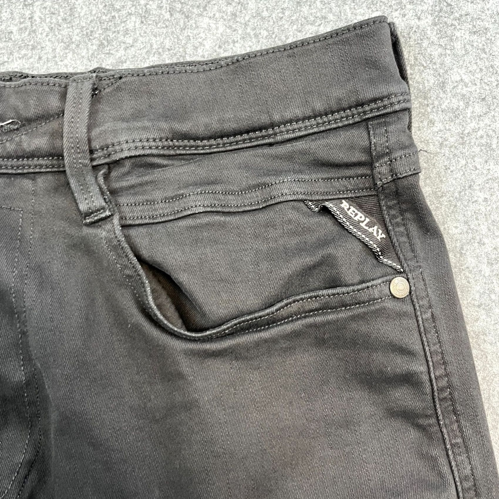 Replay Replay Anbass Jeans Slim Skinny 33 30 Denim Black Stretch 5-Pocket Mens Shirt? Size US 33 - 7 Thumbnail
