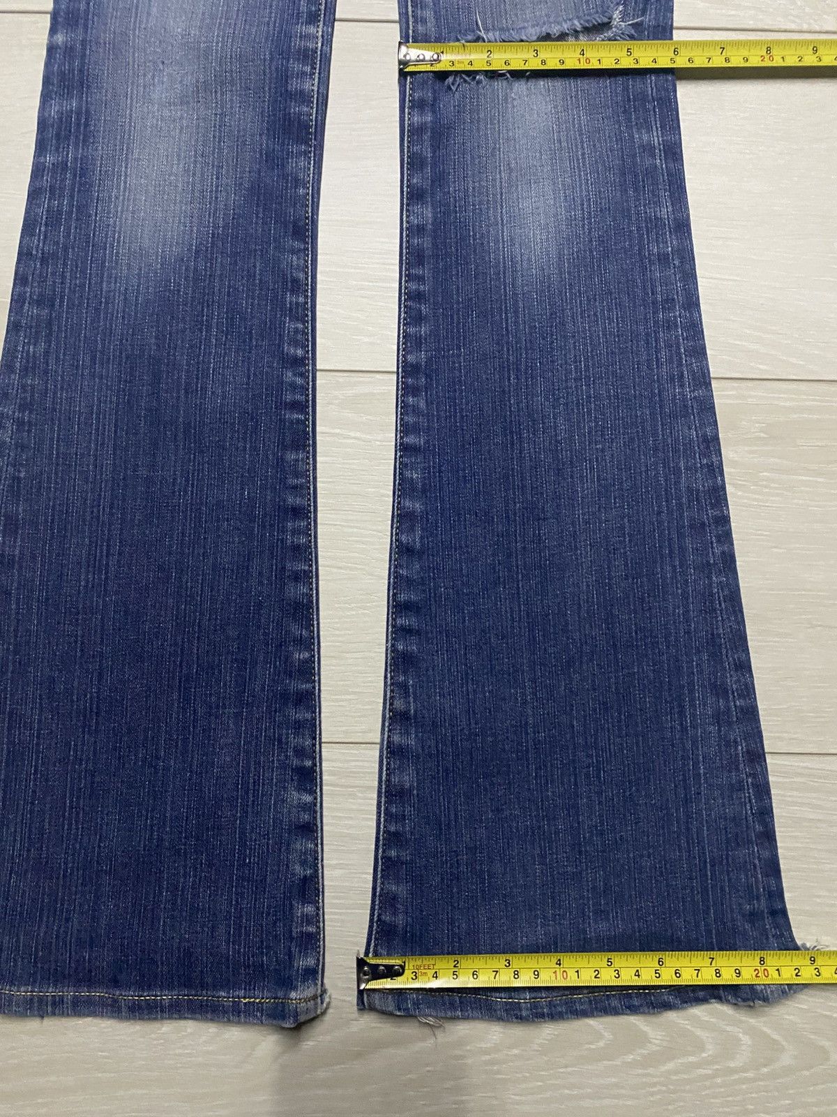 Japanese Brand Moussy Blue Wash Distressed Flare Jeans