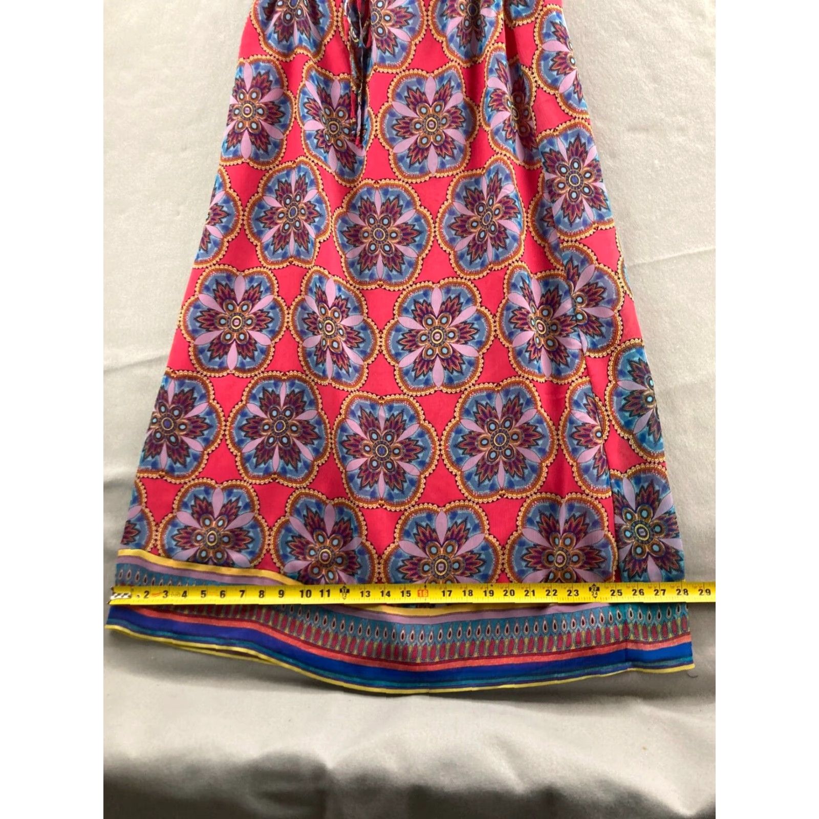 Nicole Miller Nicole Miller Paisley Maxi Skirt Pink M Lined Drawstring Women Size 32" / US 10 / IT 46 - 4 Thumbnail